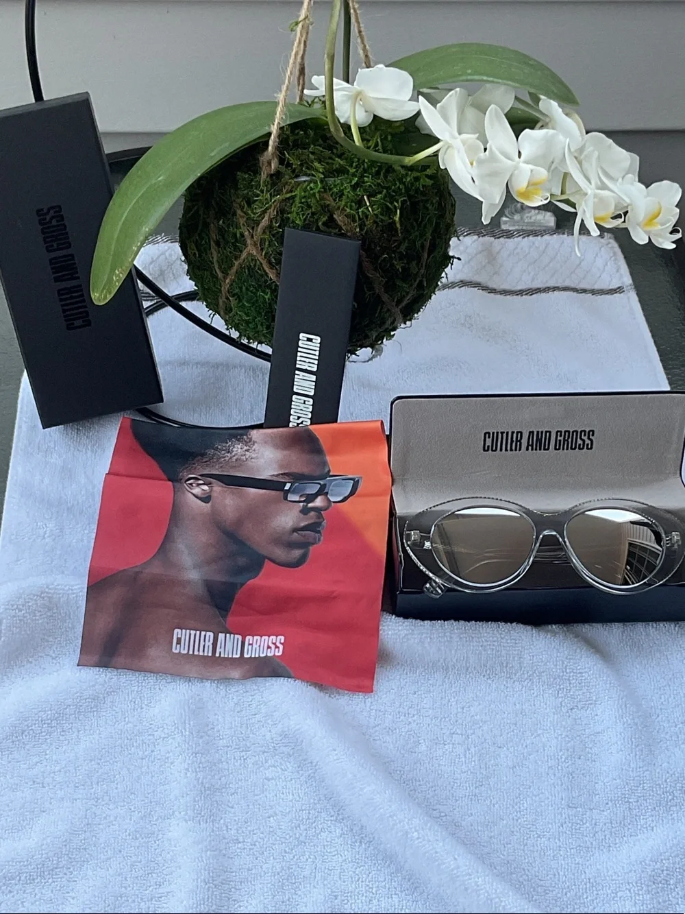 Crystal Cat-Eye Sunglasses with Silver Mirrored Lenses